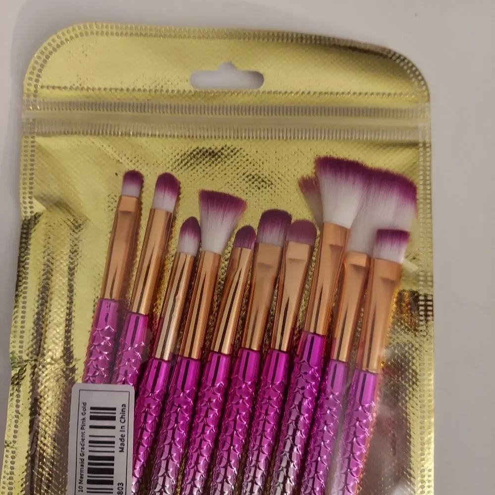 10 Pcs Mermaid Eye Makeup Brushes Set